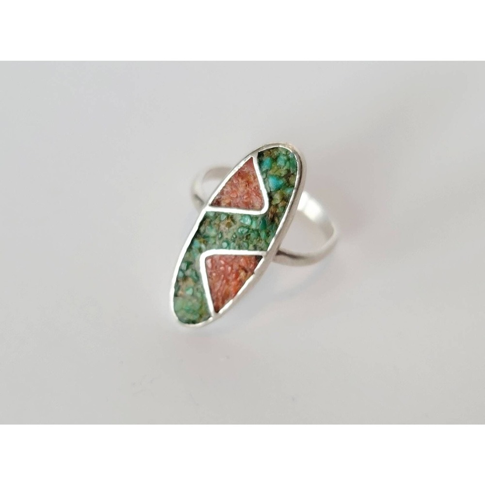 4.75 Crushed Inlay Turquoise Zuni Navajo Sterling… - image 4